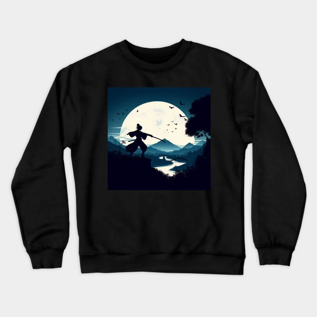 Samurai Silhouette #20 Crewneck Sweatshirt by kreasioncom